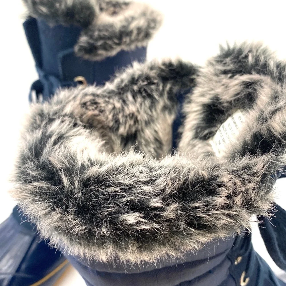 Khombu Women's Boston Bean Navy Blue Quilted Apres Winter/Snow Boots
